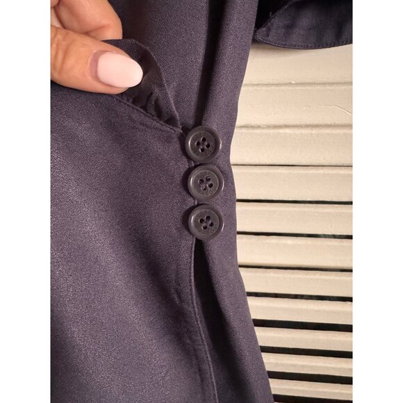Marc Jacobs Womens Navy Silk Wrap Blouse Ruffle Trim Sz‎ 6 Office to Evening - Picture 6 of 14